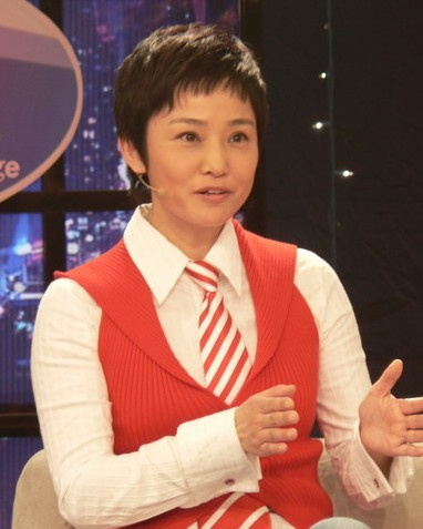 边梅做节目侃侃而谈.